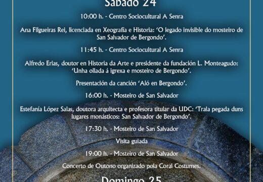 Bergondo analizará o legado do Mosteiro de San Salvador nas ‘Xornadas Culturais 2026’ polo seu 900 aniversario