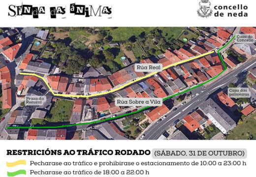 Neda anuncia restricións ao tráfico este sábado no casco histórico por mor da Senda das ánimas